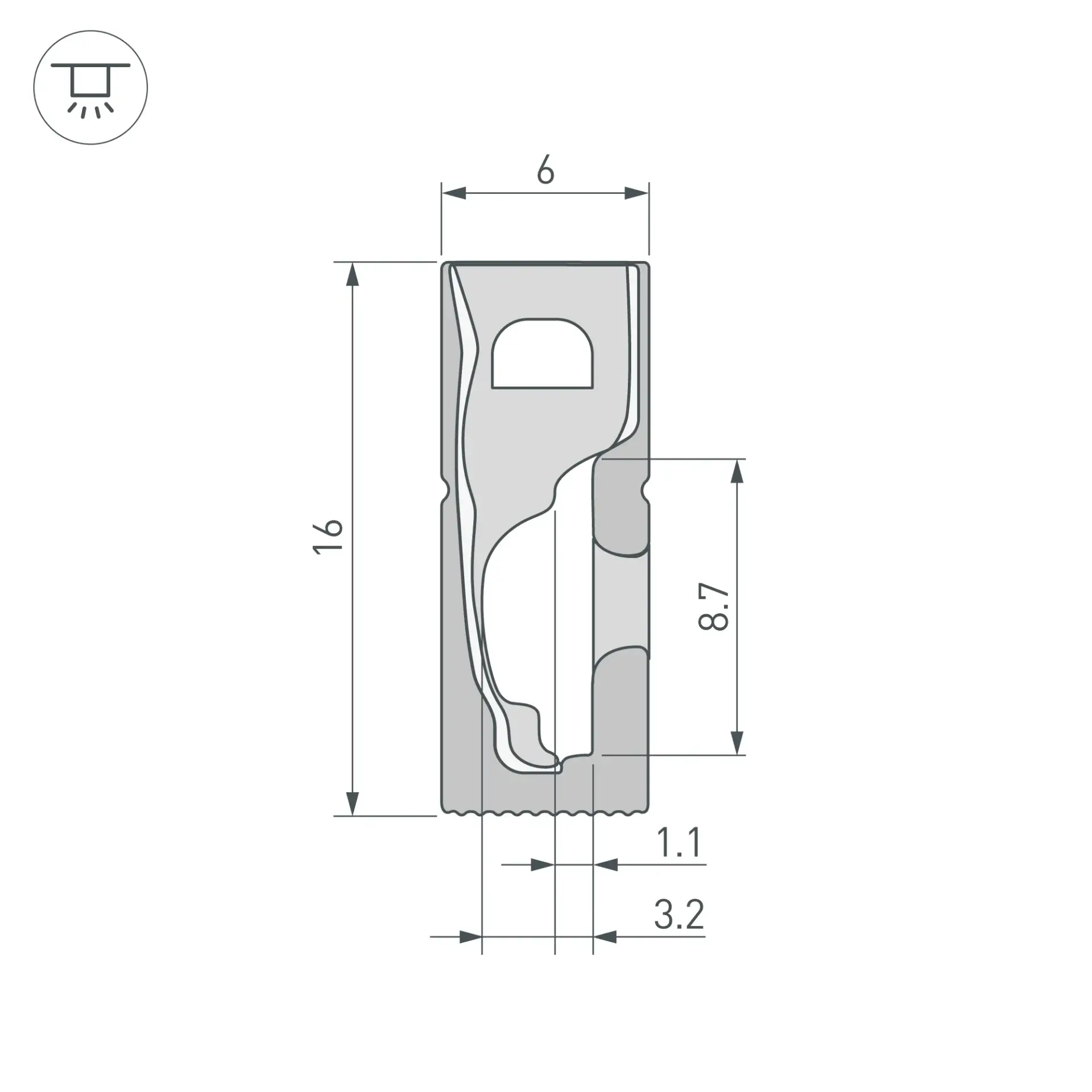 Силиконовый профиль WPH-FLEX-0616-SIDE-S9-5m FULL BLACK, ракурс 3