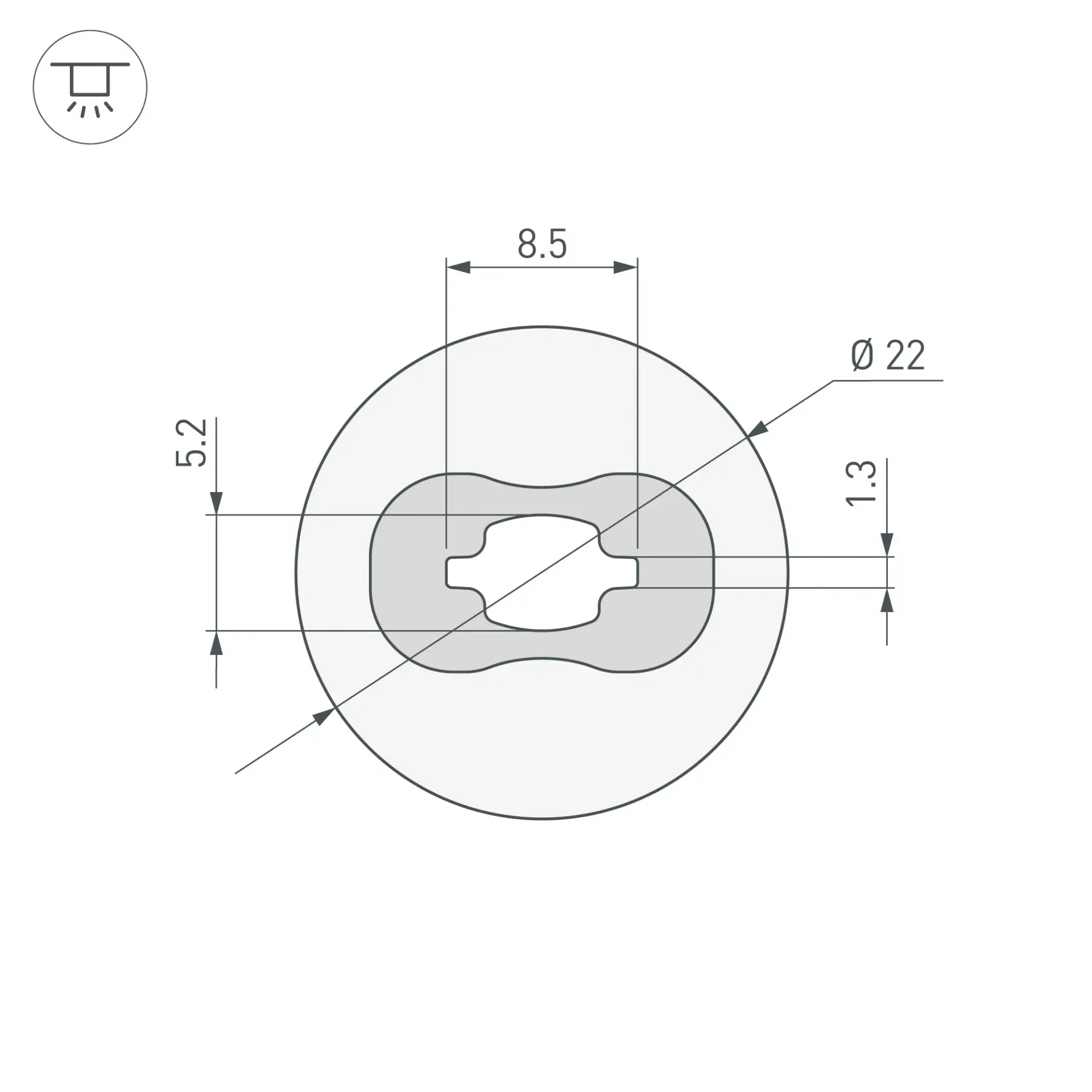 Силиконовый профиль WPH-FLEX-D22-360deg-S8-5m WHITE, ракурс 4