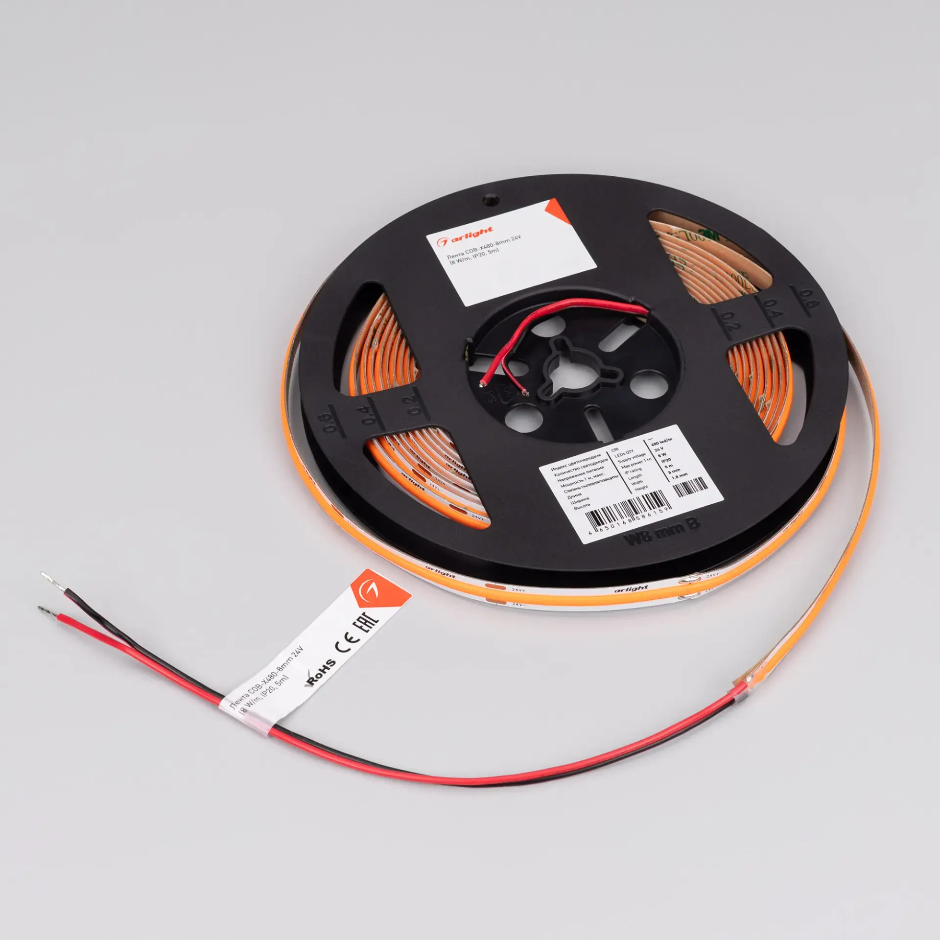 Светодиодная лента COB-X480-8mm 24V Pink (8 W/m, IP20, 5m)