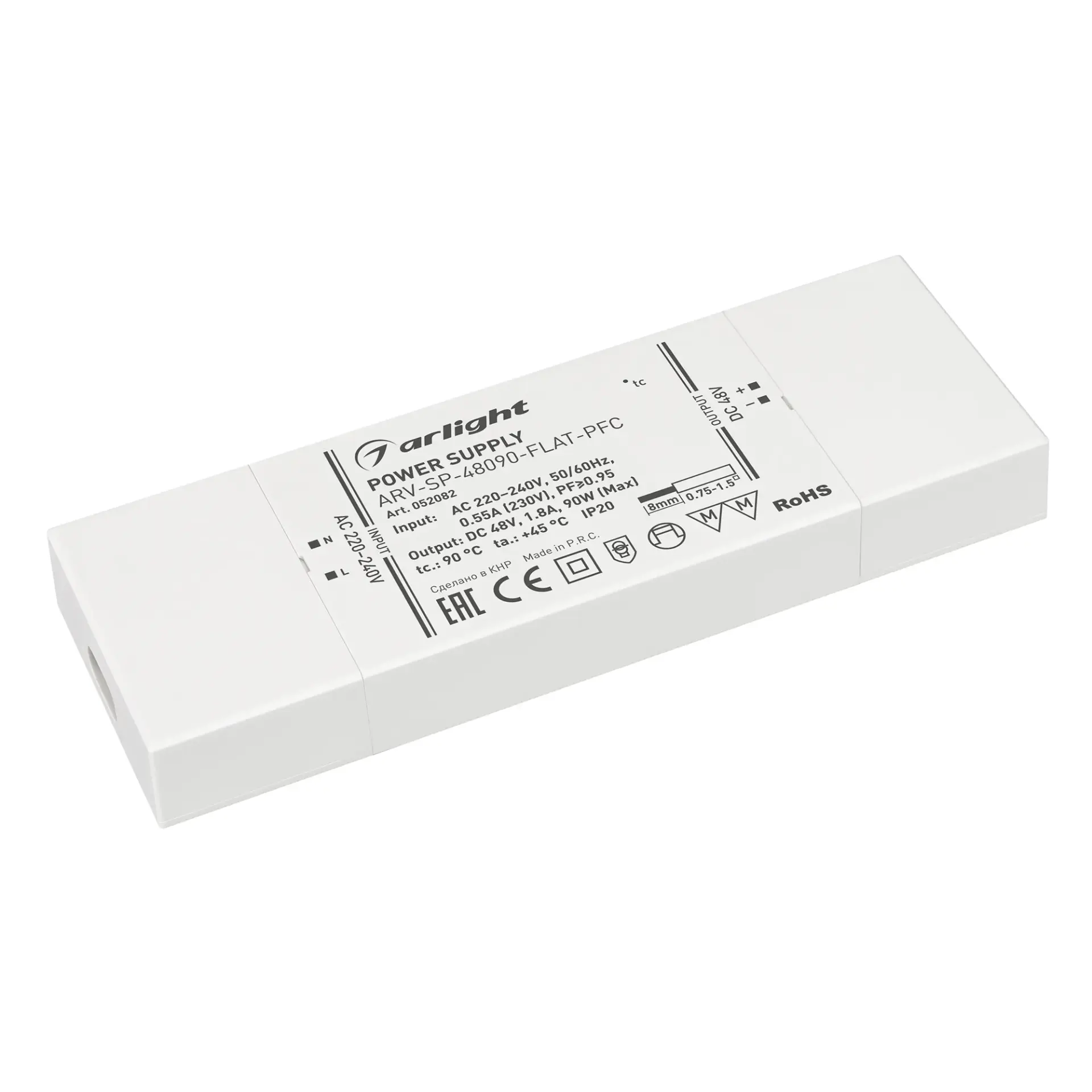 Блок питания ARV-SP-48090-FLAT-PFC (48V, 1.8A, 90W)
