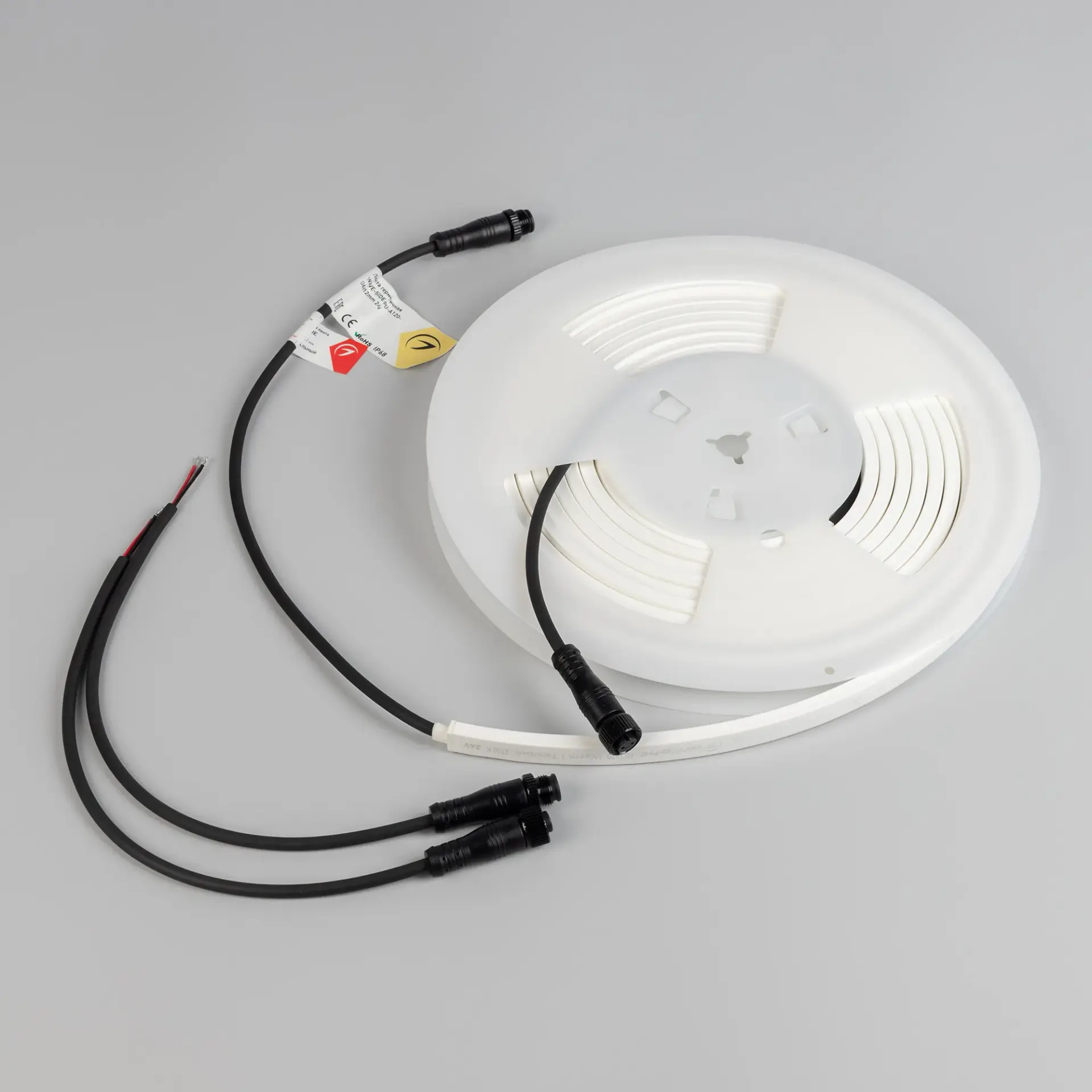 Гибкий неон WAVE-SIDE-PU-A120-06x12mm 24V White5700 (8 W/m, IP68, 5m, wire x2), ракурс 3