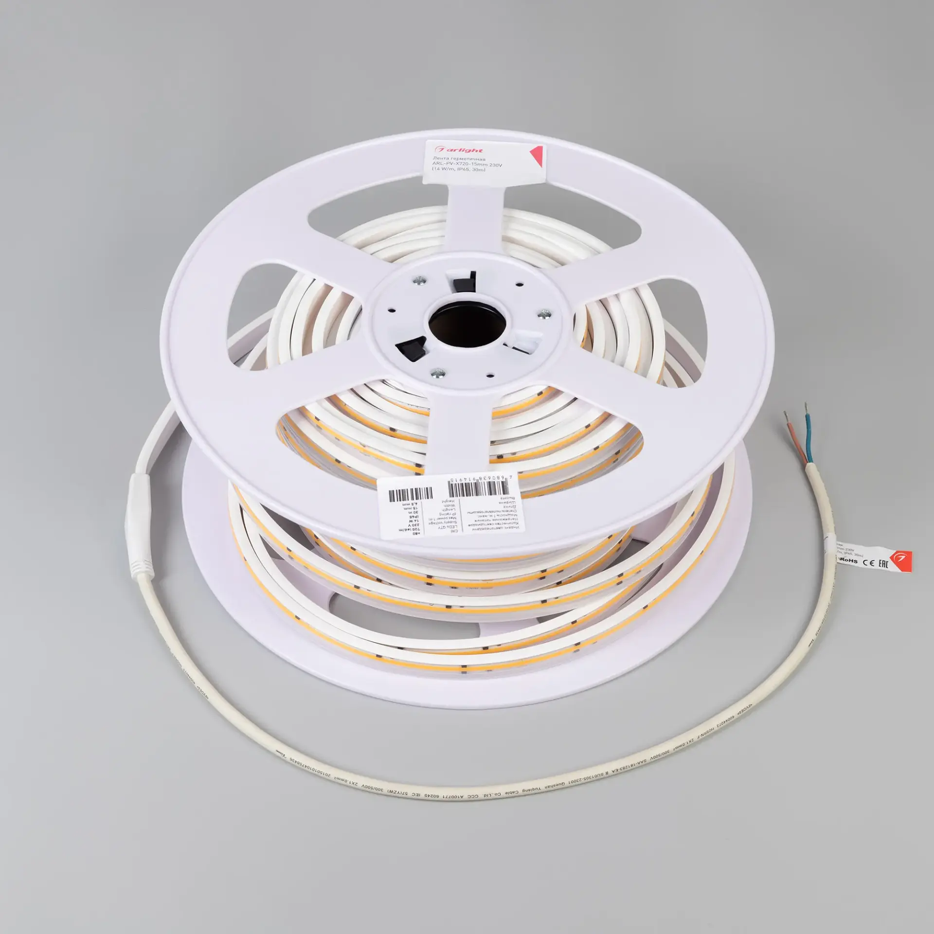 Светодиодная лента герметичная ARL-PV-X720-15mm 230V Warm3000 (14 W/m, IP65, 30m), ракурс 2