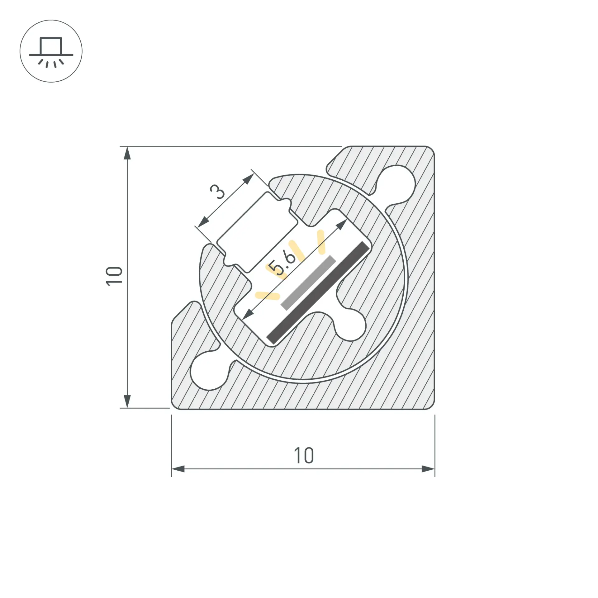 Профиль с экраном SL-KANT-H10-ROTATE-2000 CHAMPAGNE GOLD, ракурс 2