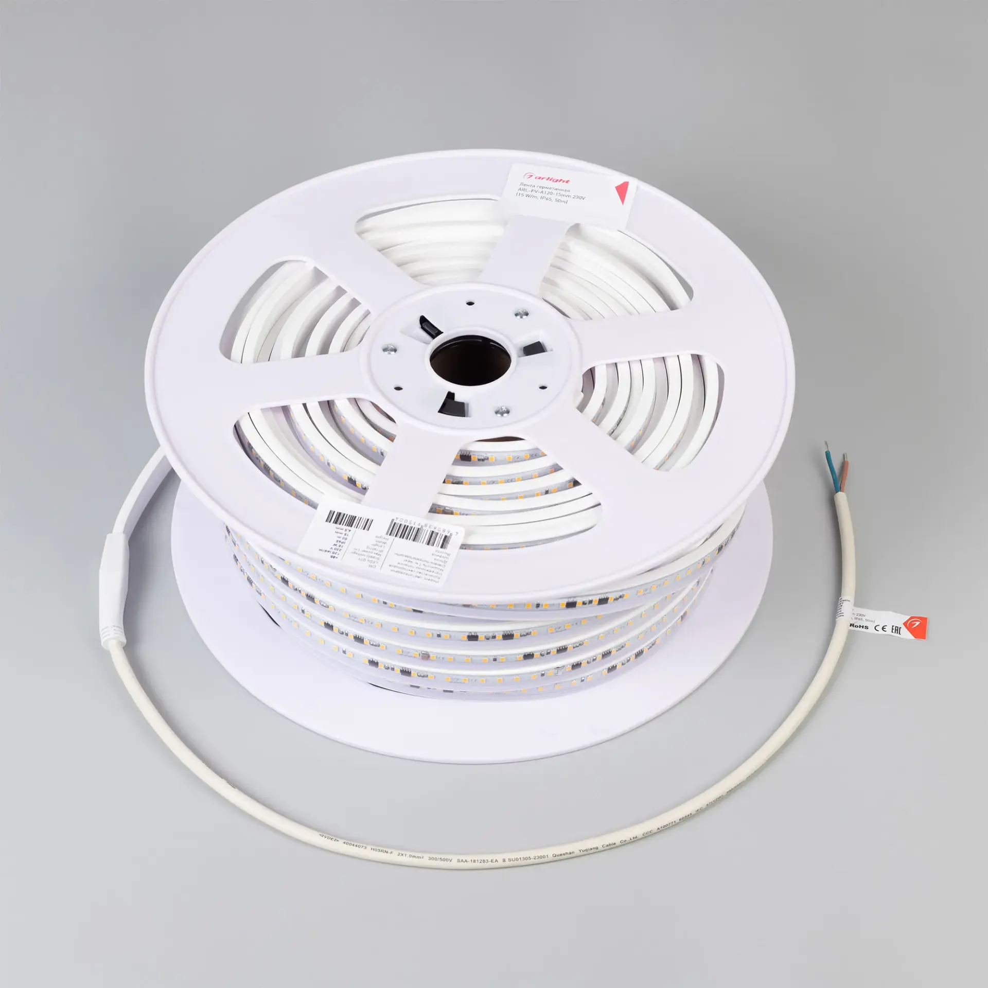 Светодиодная лента герметичная ARL-PV-A120-15mm 230V Warm3000 (15 W/m, IP65, 10m), ракурс 2