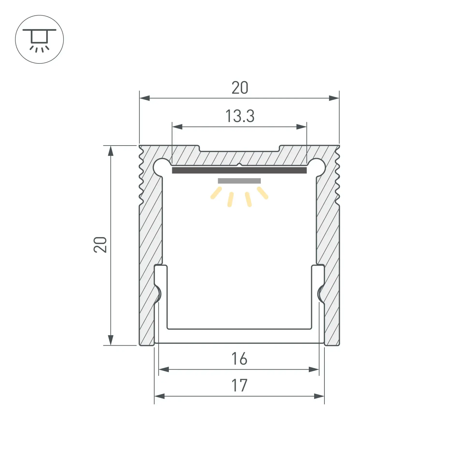 Профиль SL-SLIM20-H20-2000 ANOD (BY), ракурс 3