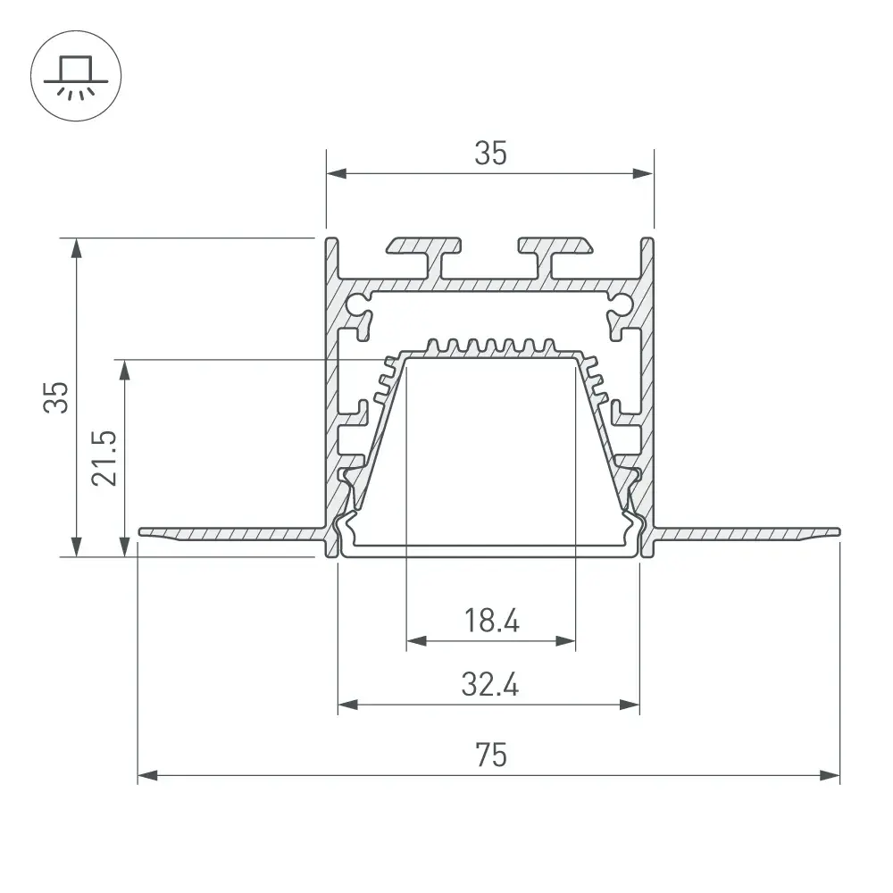 Профиль LINIA32-FANTOM-TRAY-2000 ANOD, ракурс 3