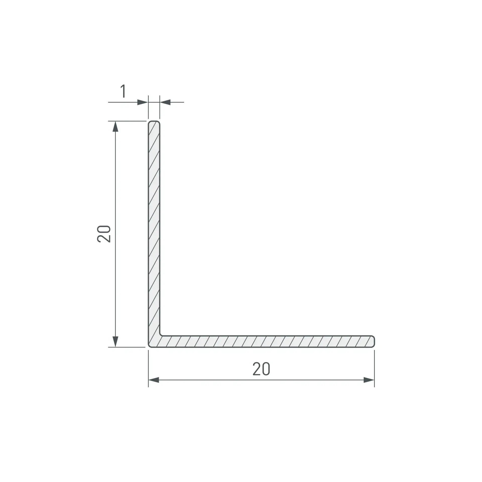 Уголок ARH-W20x20x1-3000 BLACK