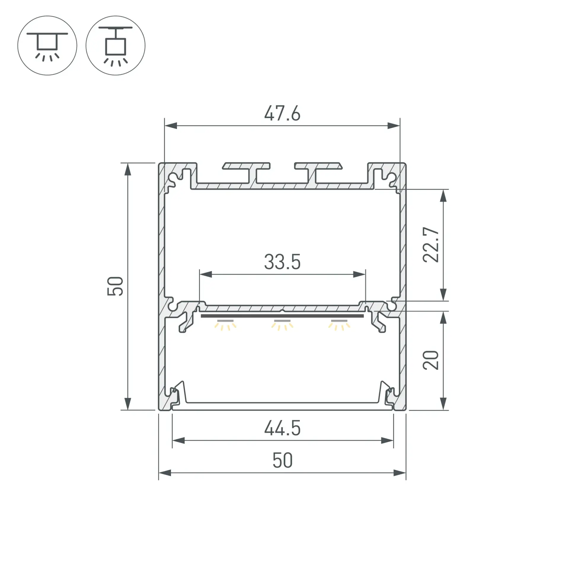 Профиль SL-LINE-5050-2000 BLACK с рефлектором, ракурс 3
