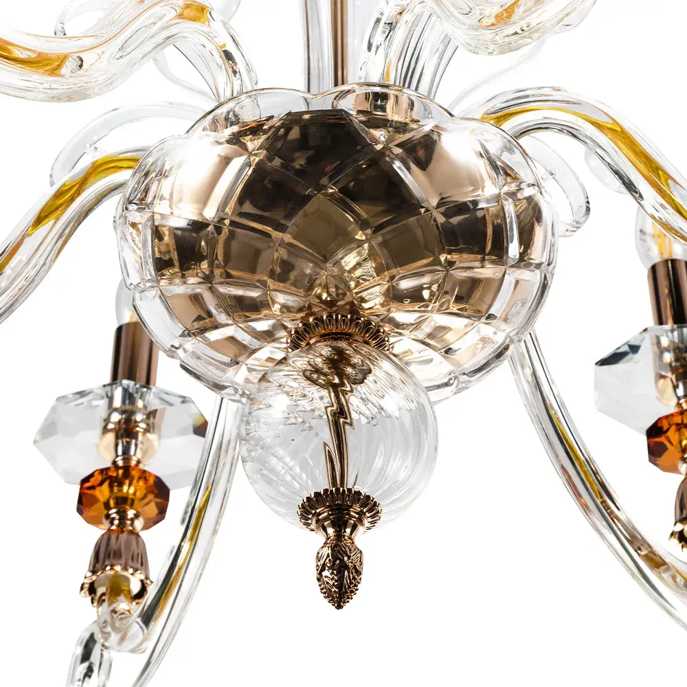 Люстра Crystal Lux CATARINA SP6 V2 GOLD/TRANSPARENT-COGNAC — золотой, ракурс 3