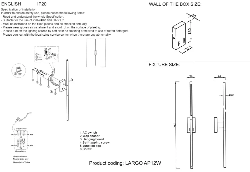 Бра Crystal Lux LARGO AP12W GOLD — золотой