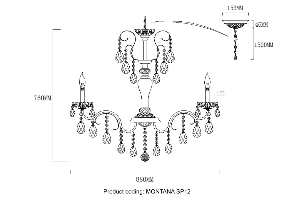 Люстра Crystal Lux MONTANA SP12 — золотой