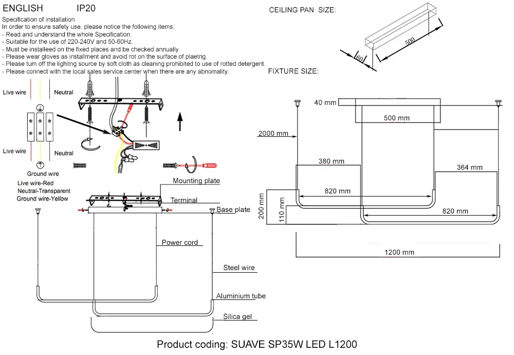 Светильник Crystal Lux SUAVE SP35W LED L1200 BLACK — черный, ракурс 5