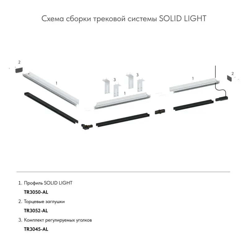 Заглушка для однофазного шинопровода Denkirs TR3052-AL SOLID LIGHT | СОЛИД ЛАЙТ — черный