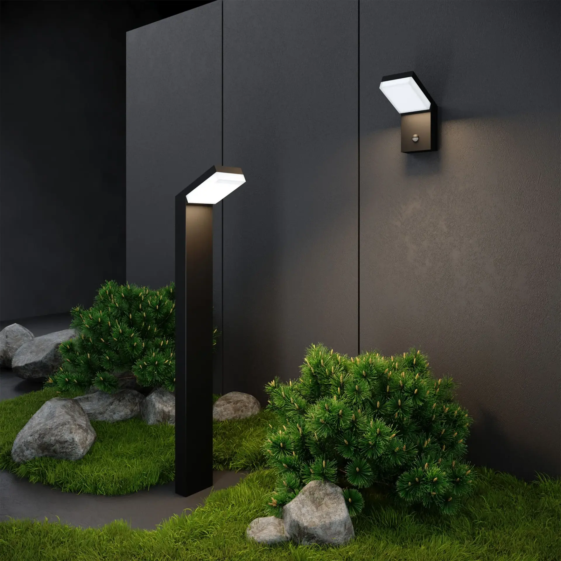 Уличный светильник Elektrostandard 1542 TECHNO LED черный/(a053948) SENSOR, ракурс 4