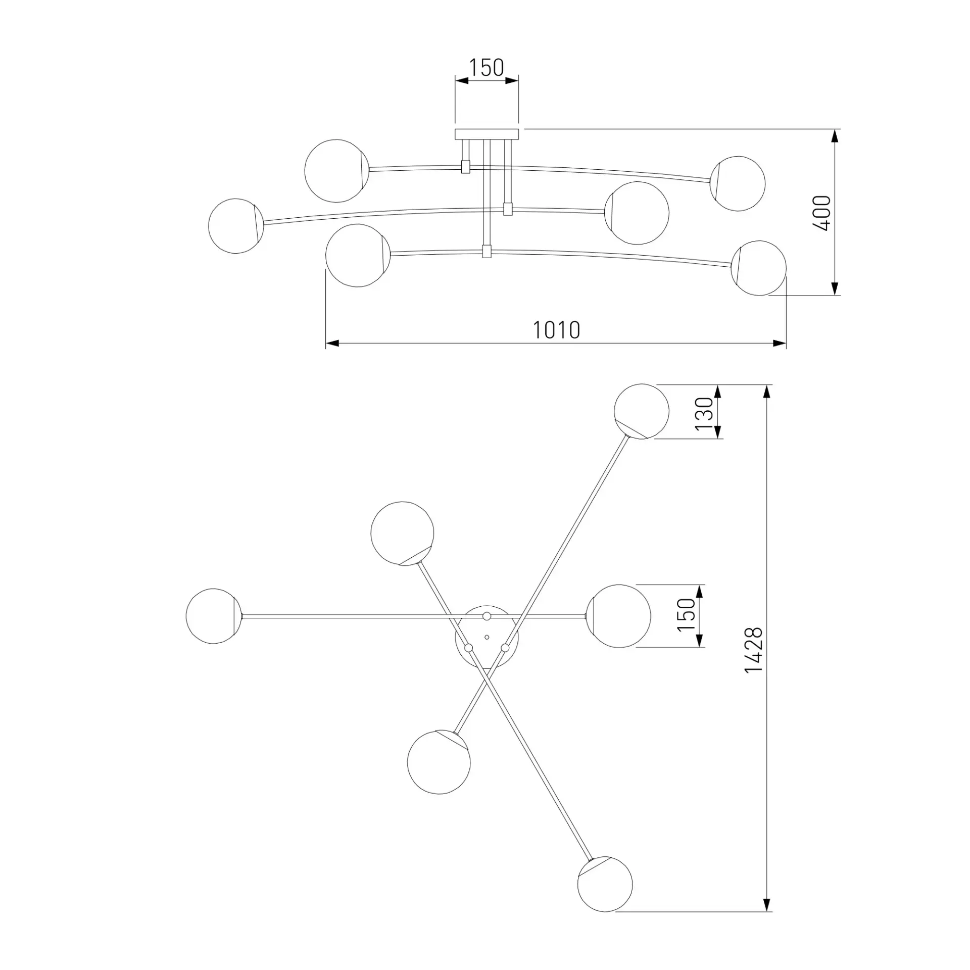 Люстра Eurosvet 30181/6 белый NETZ, ракурс 6