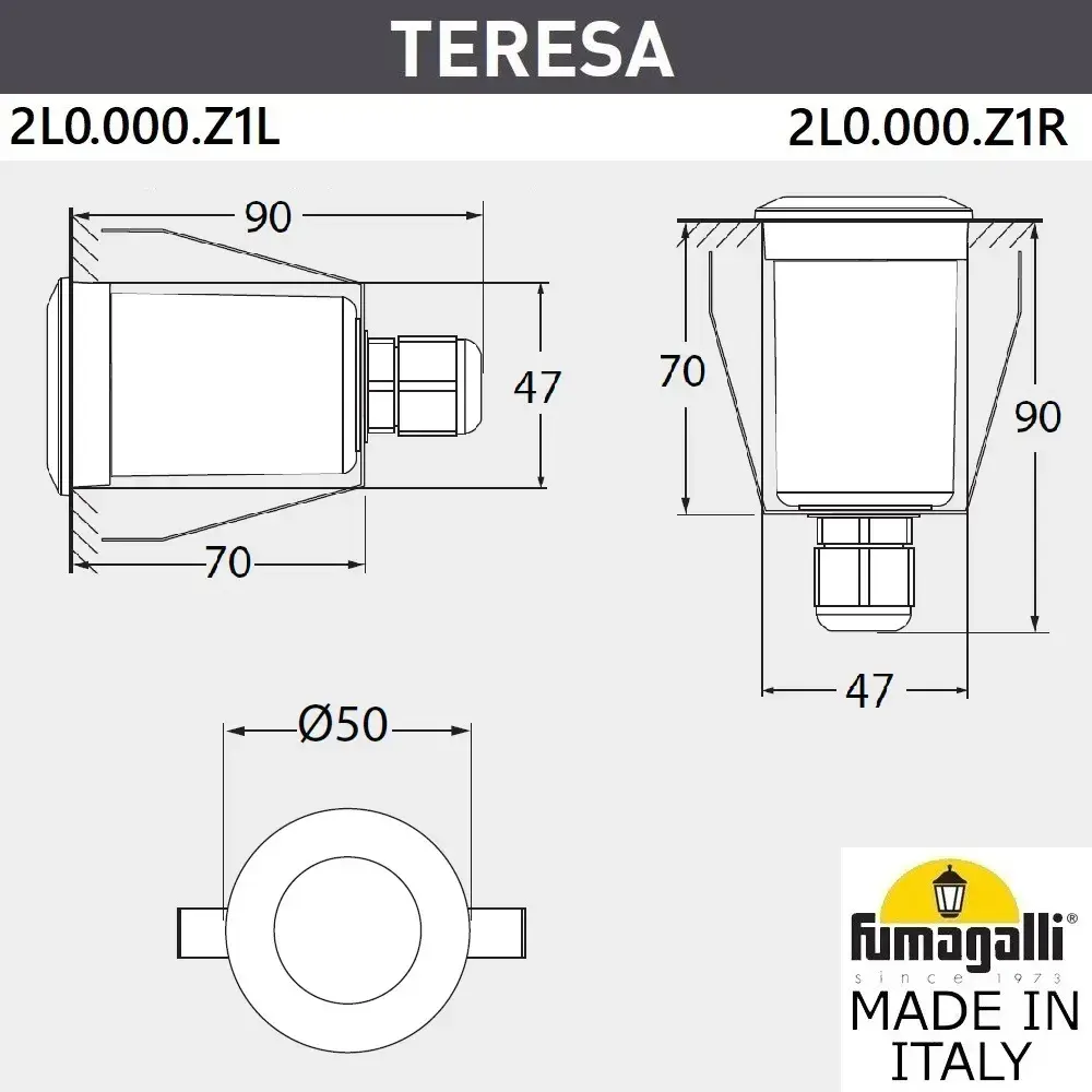 Встраиваемый в дорогу светильник Fumagalli 2L0.000.000.LXZ1L TERESA — серый, ракурс 3