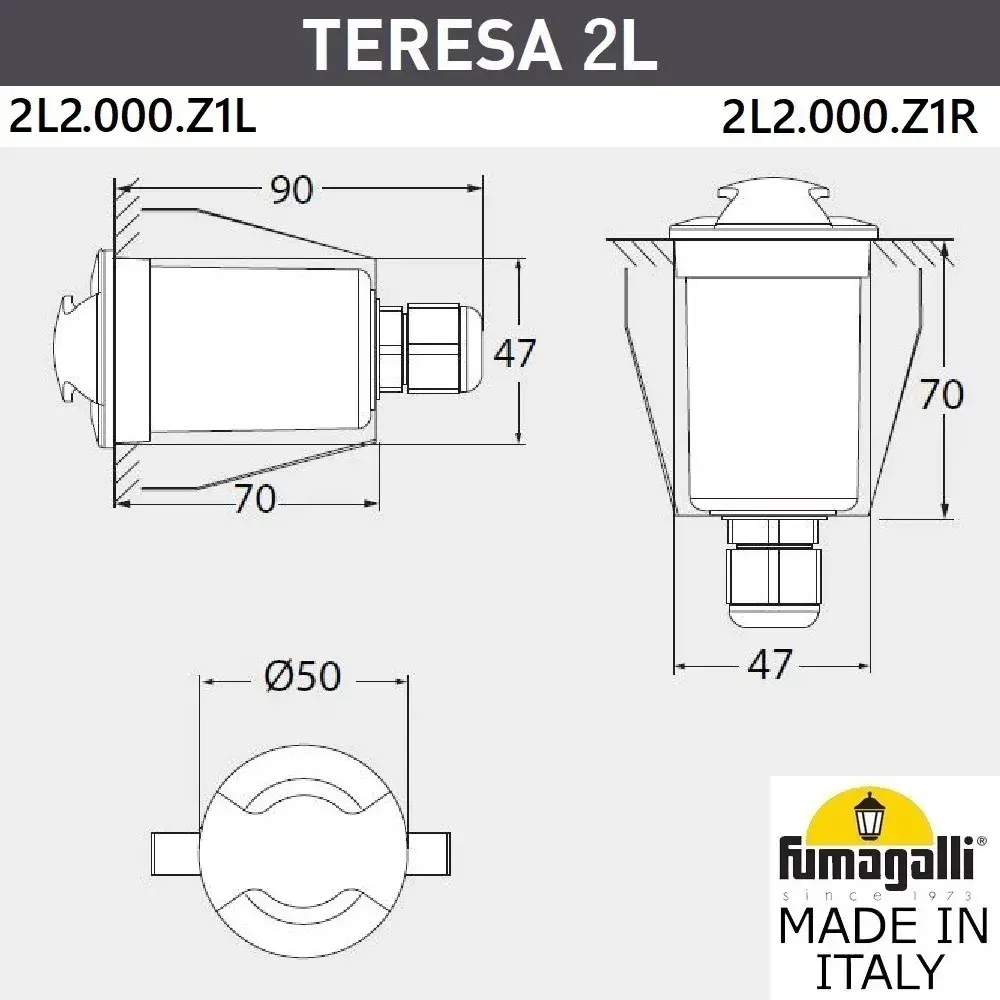 Встраиваемый в дорогу светильник Fumagalli 2L2.000.000.LXZ1L TERESA — серый, ракурс 3