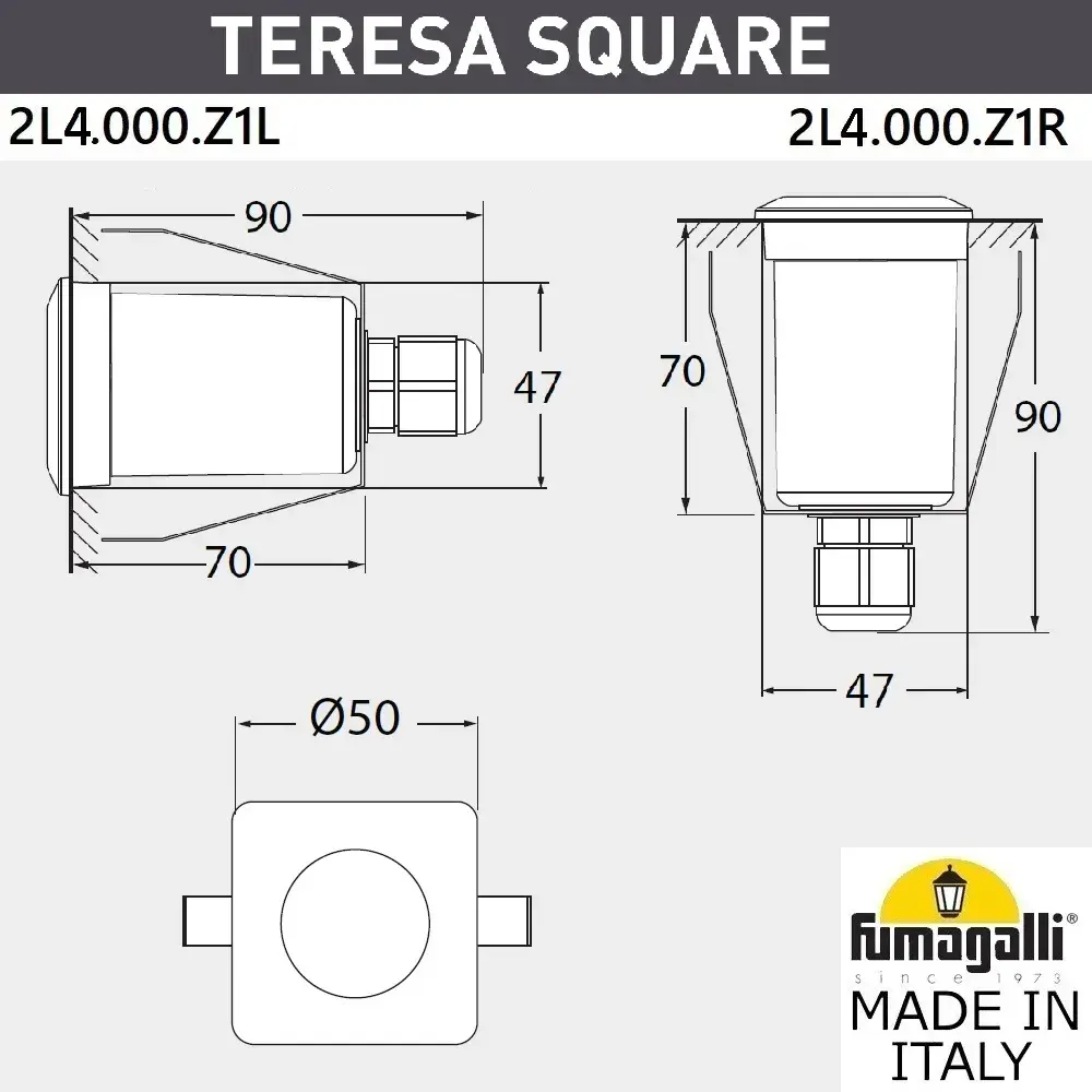 Встраиваемый в дорогу светильник Fumagalli 2L4.000.000.AXZ1L TERESA — черный, ракурс 3