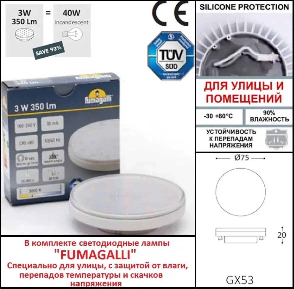 Встраиваемый в дорогу светильник Fumagalli 3C4.000.000.AYG1L LETI — черный