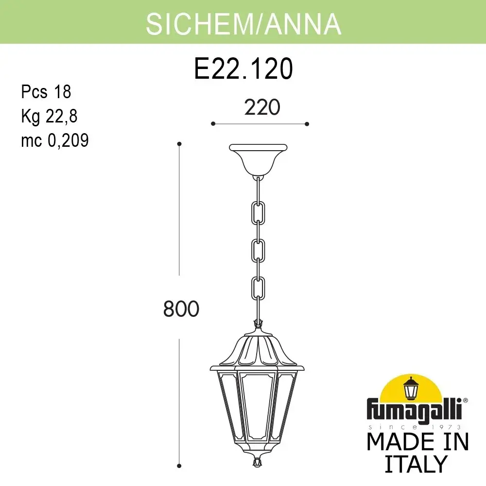 Подвесной уличный светильник Fumagalli E22.120.000.BXE27 ANNA — бронза