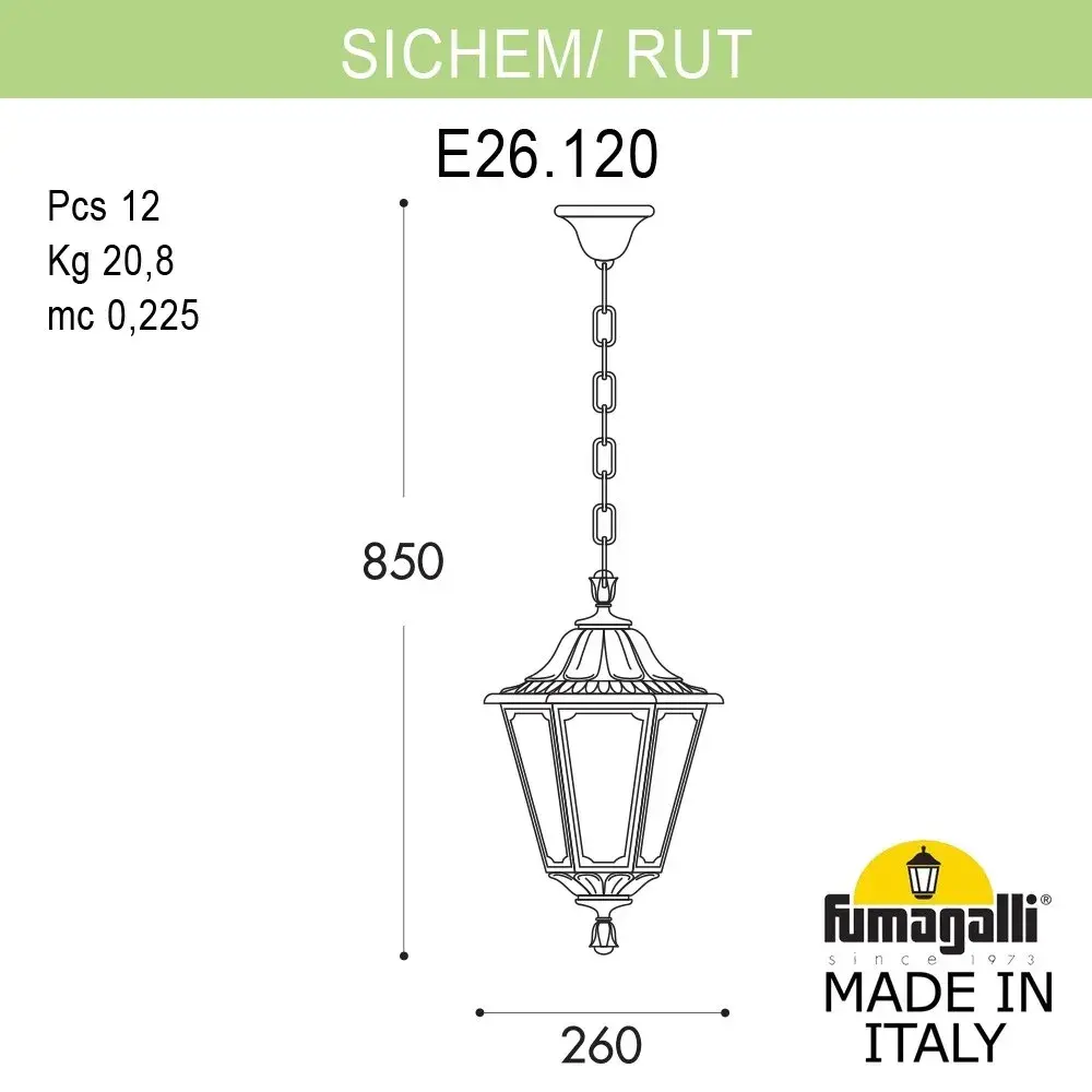 Подвесной уличный светильник Fumagalli E26.120.000.BYE27 RUT — бронза
