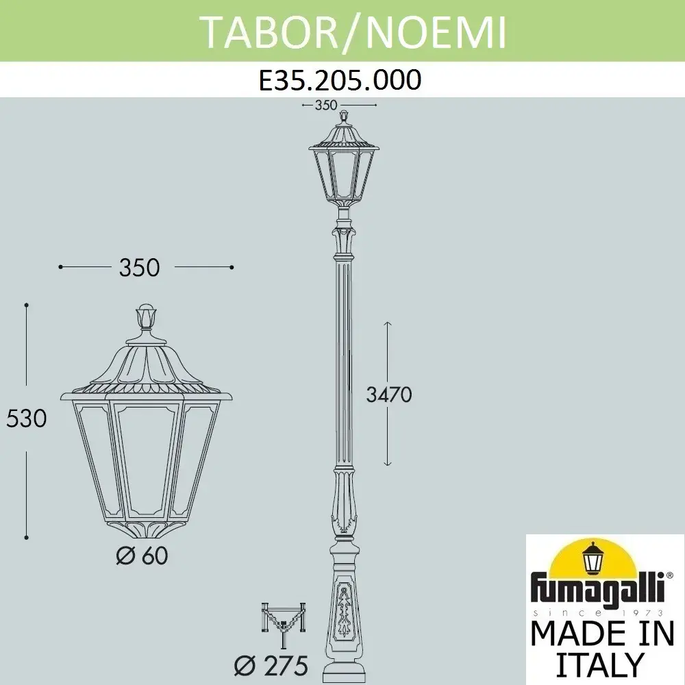 Фонарный столб Fumagalli E35.205.000.WXH27 NOEMI — белый, ракурс 3