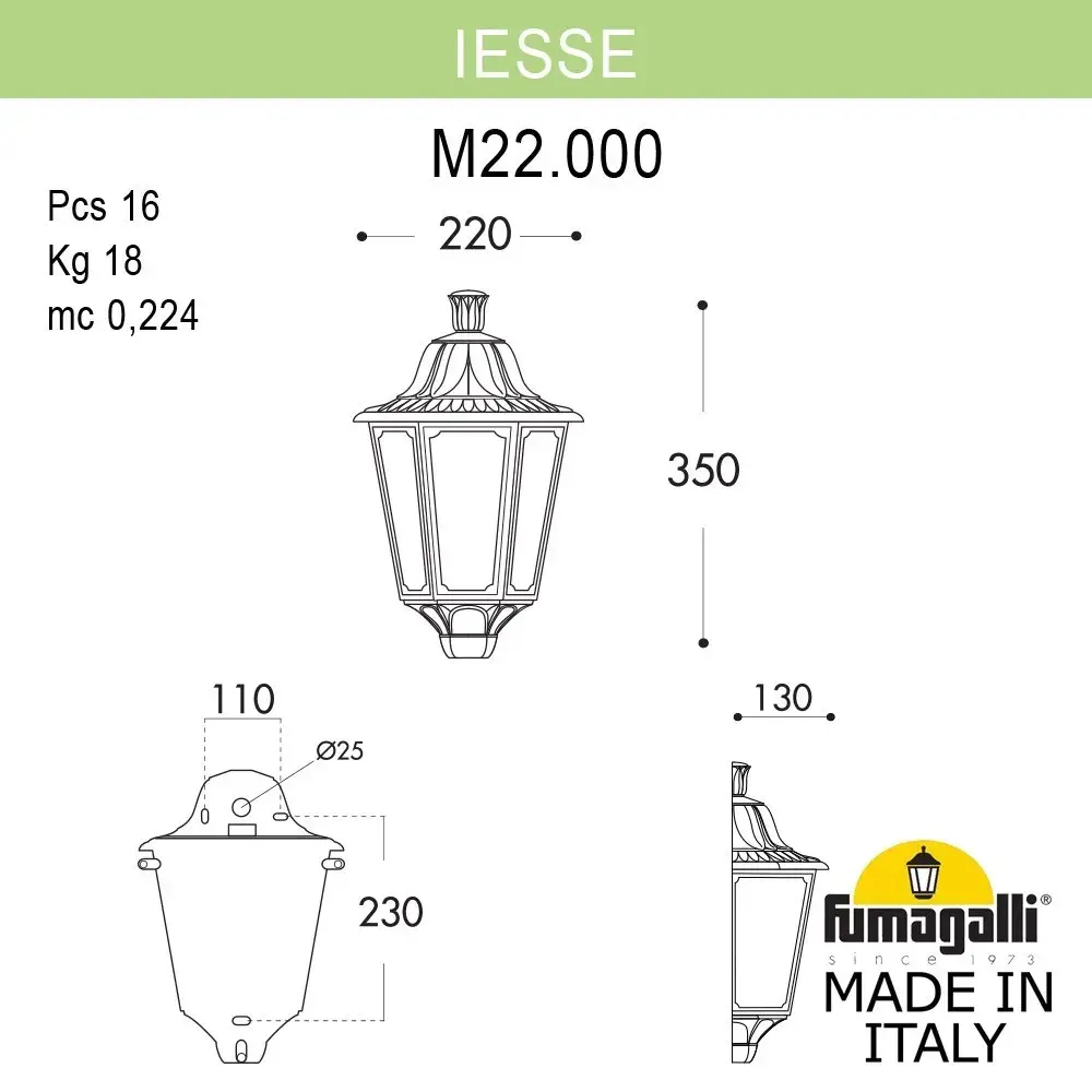 Уличный светильник Fumagalli M22.000.000.WXF1R IESSE — белый, ракурс 3