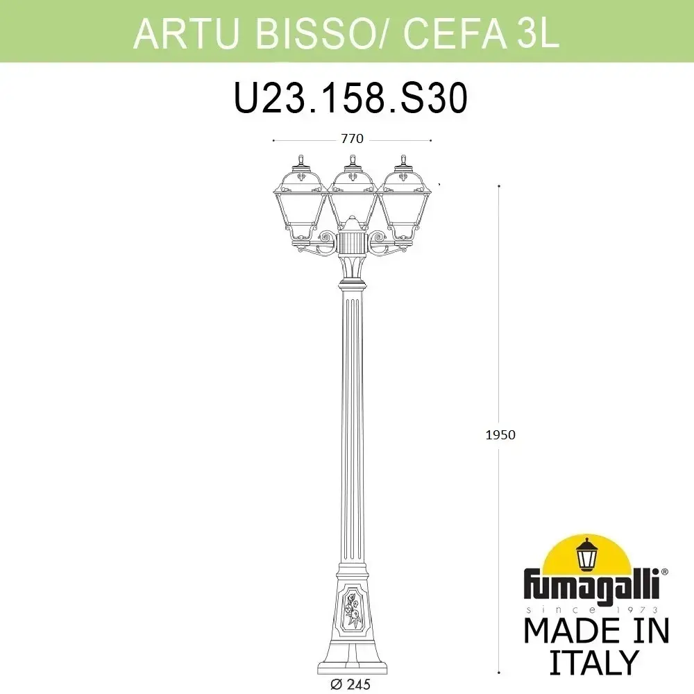 Фонарный столб Fumagalli U23.158.S30.AYE27 CEFA — черный, ракурс 2