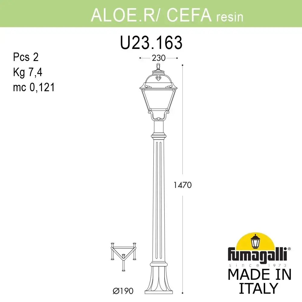 Наземный уличный светильник Fumagalli U23.163.000.BYE27 CEFA — бронза, ракурс 2