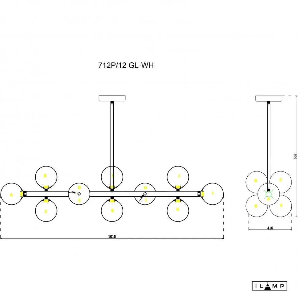 Светильник iLamp 712P/12 GL-WH GOLDEN — золотой