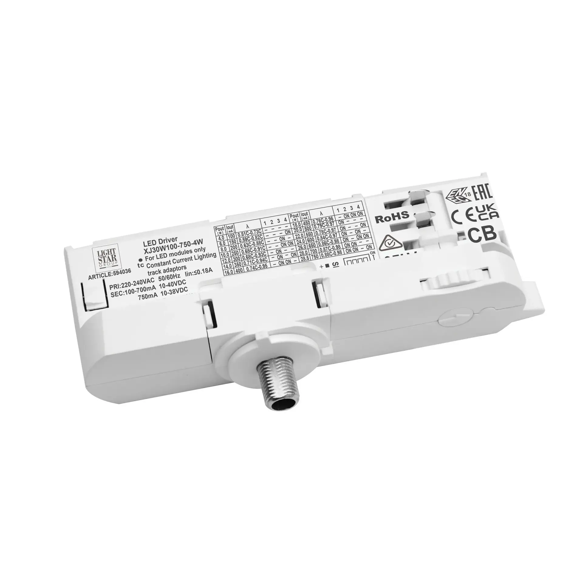 Адаптер для трехфазного шинопровода Lightstar 594036 QUATTRO — белый