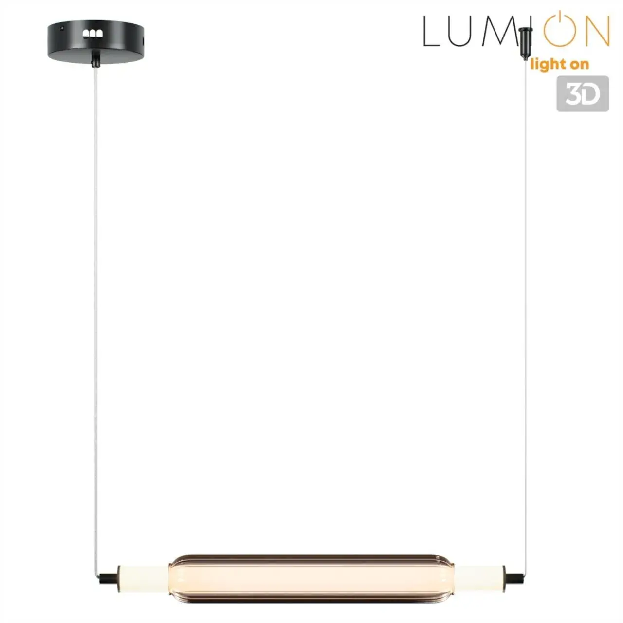 Подвесной светильник Lumion, черный матовый металл и вытянутый цилиндрический тонированный акрил, ракурс 3