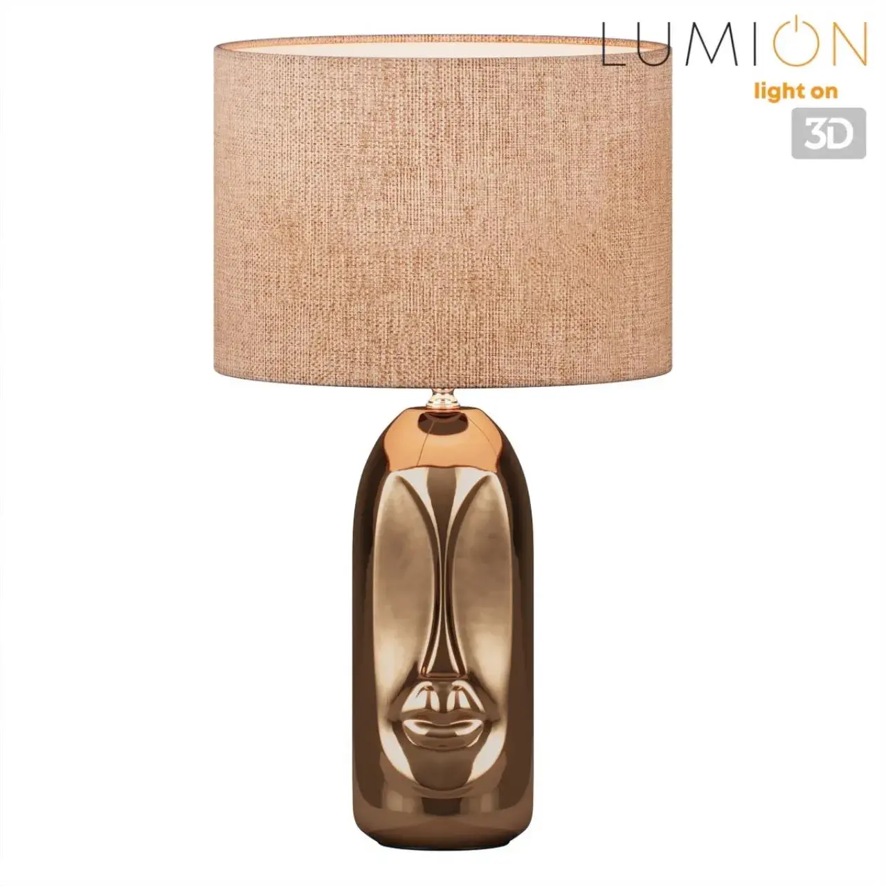 Настольная лампа Lumion с бежевым матовым текстильным плафоном и основании из бронзы, ракурс 4
