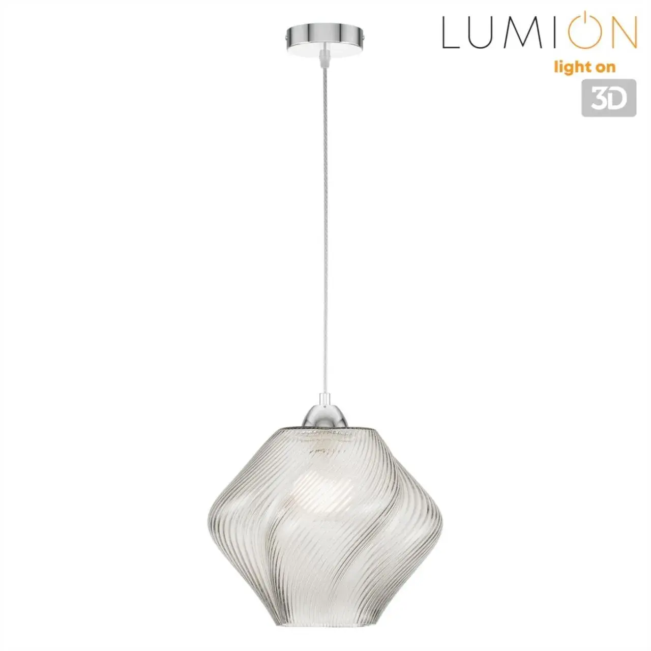 Подвесной светильник Lumion TIDE из хрома и прозрачного стекла с выразительным 3D-эффектом капли, ракурс 5