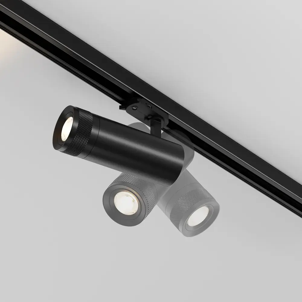 Трековый светильник Maytoni FOCUS ZOOM — трехфазные, черный, ракурс 2