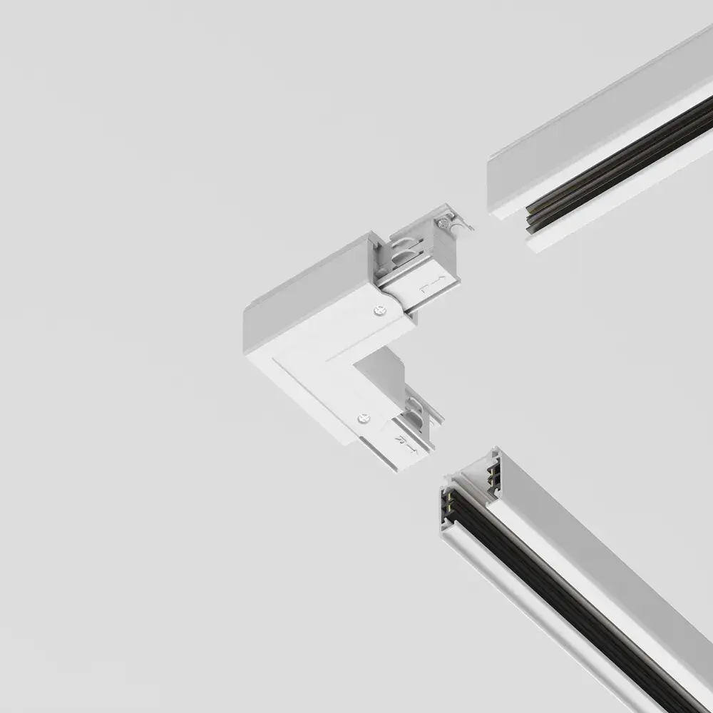 Коннектор Maytoni 3 PHASE TRACK SYSTEM — трехфазные, белый, ракурс 3