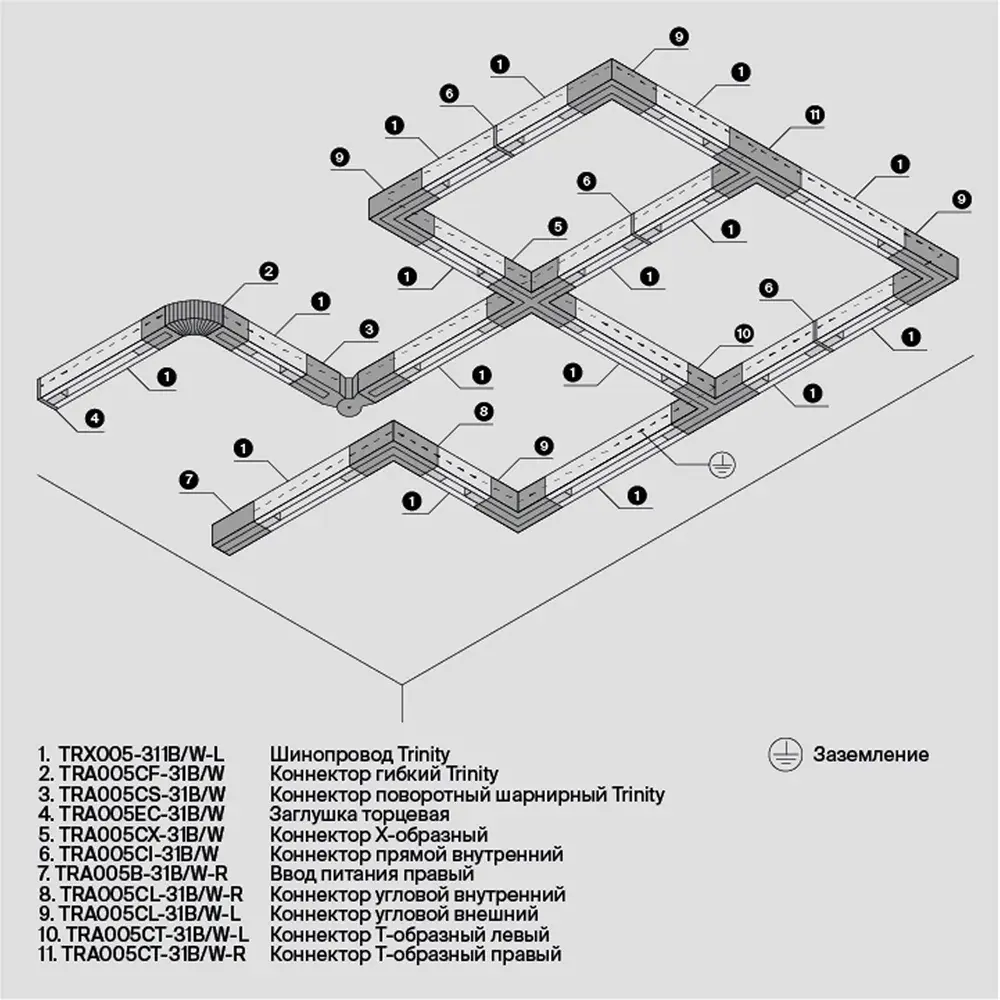 Коннектор Maytoni 3 PHASE TRACK SYSTEM — трехфазные, белый, ракурс 5