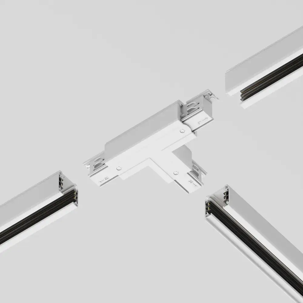 Коннектор Maytoni 3 PHASE TRACK SYSTEM — трехфазные, белый, ракурс 2