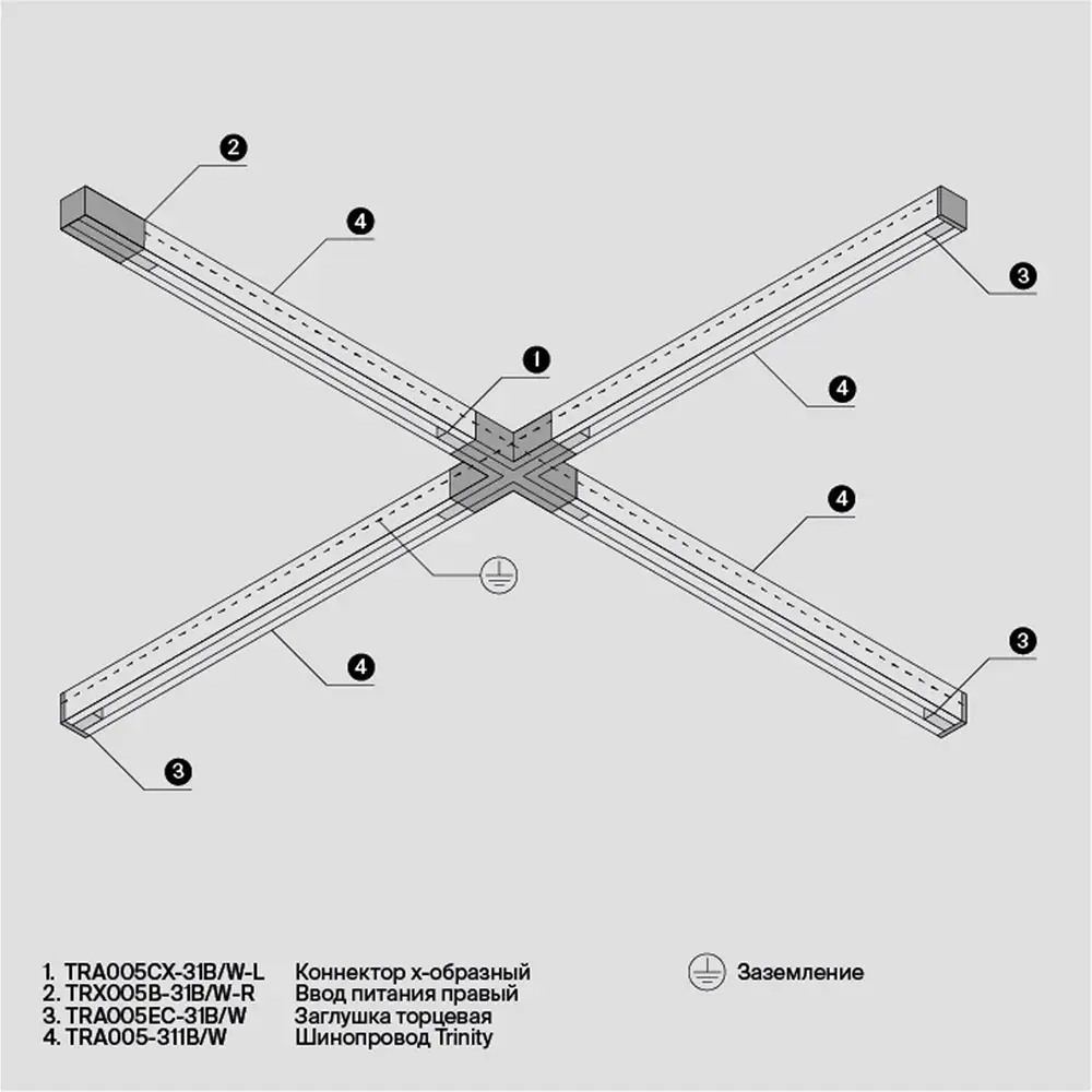 Коннектор Maytoni 3 PHASE TRACK SYSTEM — трехфазные, белый, ракурс 6