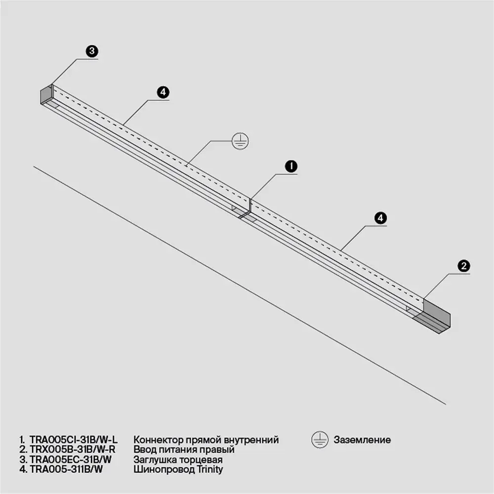 Шинопровод Maytoni BUSBUR TRUNKING — трехфазные, черный, ракурс 2