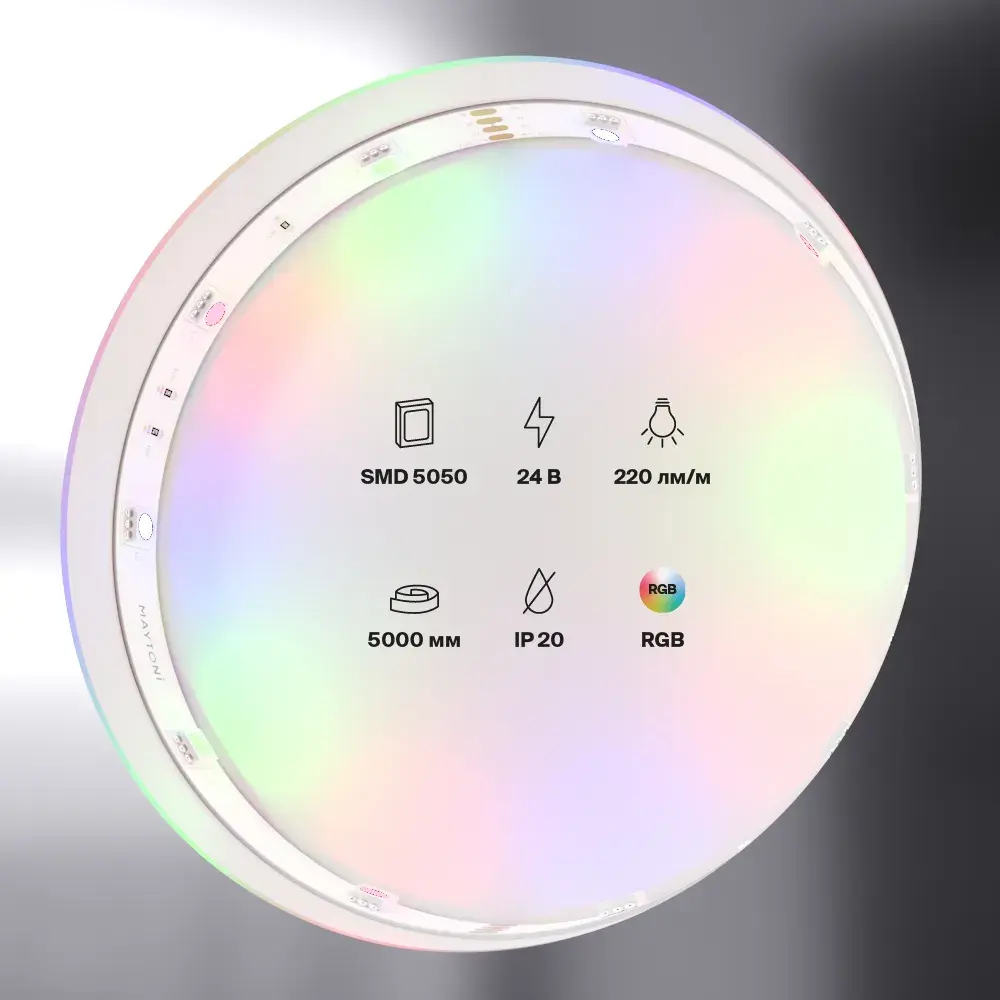 Светодиодная лента 24В 5050 7,2Вт/м Цветная (RGB) 5м IP20, ракурс 4