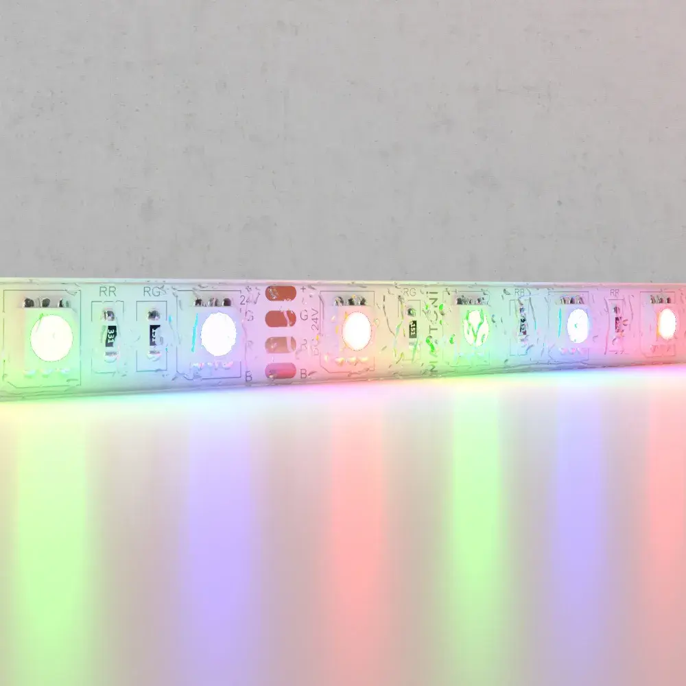 Светодиодная лента 24В 5050 14,4Вт/м Цветная (RGB) 5м IP65