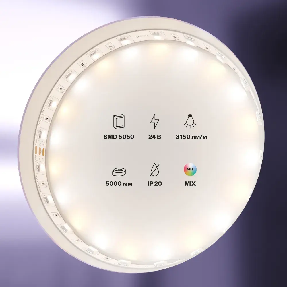 Светодиодная лента 24В 5050 14,4Вт/м Комбинированная (MIх) 5м IP20