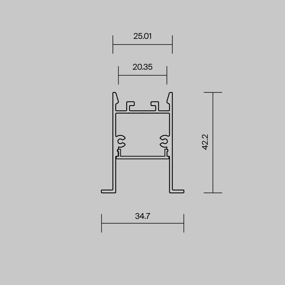 Алюминиевый профиль встраиваемый скрытого монтажа 35x42 (Черный, 2 м), ALM-3542-B-2M 632015