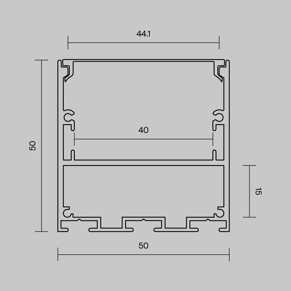 Алюминиевый профиль накладной-подвесной 50x50 (Черный, 3 м), ALM-5050T-B-3M 633009