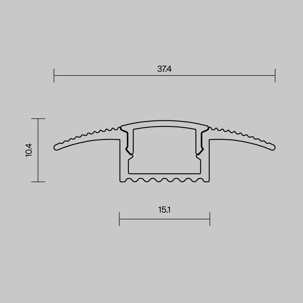 Алюминиевый профиль встраиваемый в пол 37x10 (Черный, 2 м), ALM-3710-S-2M 636023
