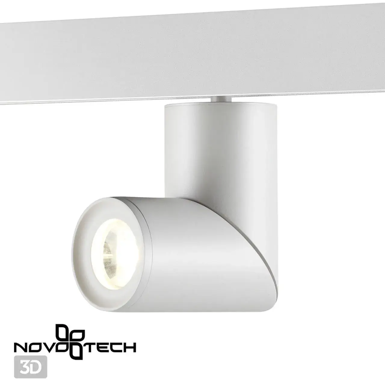 Настенный трековый светильник Novotech матовый белый, минималистичный дизайн, одна светодиодная лампа, ракурс 3