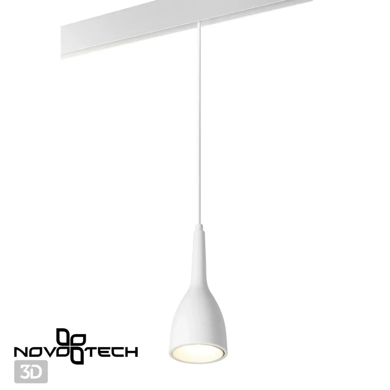 Подвесной светильник Novotech SHINO, белый матовый металл, утонченный силуэт с одной лампадой, ракурс 3