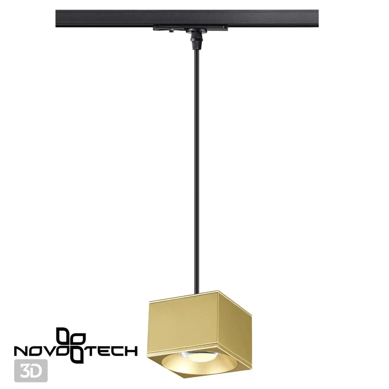 Подвесной светильник Novotech PATERA, золотой матовый квадратный корпус с одним источником света, ракурс 3