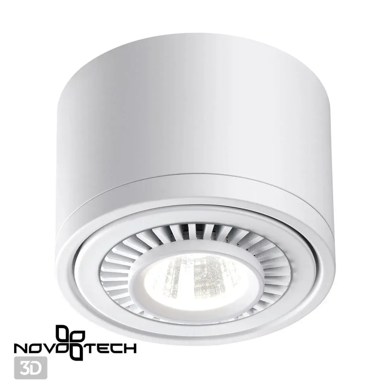 Накладной точечный светильник Novotech белый матовый с геометрическим декоративным дизайном и поворотным механизмом, ракурс 5